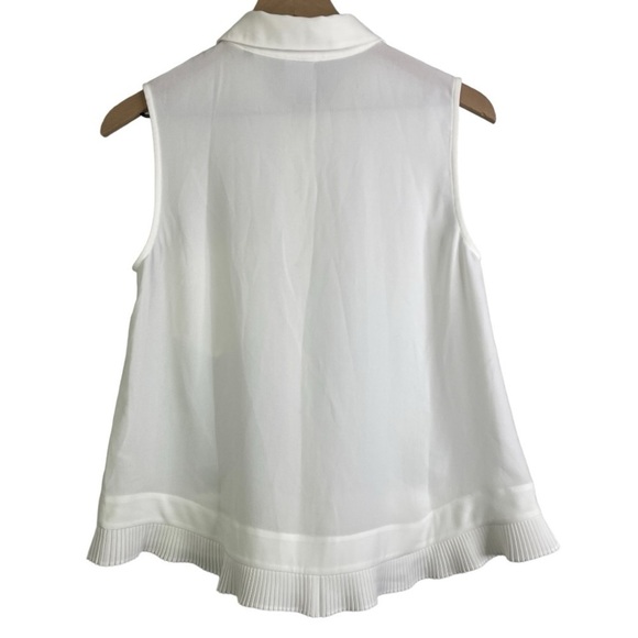 Cabi Women’s White Pleated Sleeveless Button Front Blouse - Picture 4 of 4